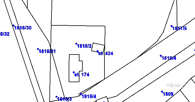 Parcela st. 424 v KÚ Čechtice, Katastrální mapa