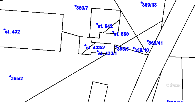 Parcela st. 433/1 v KÚ Čechtice, Katastrální mapa