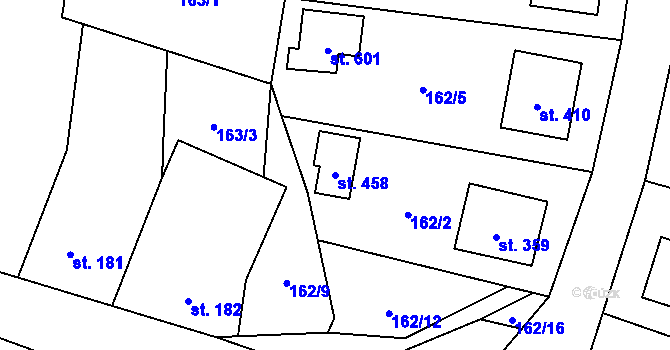 Parcela st. 458 v KÚ Čechtice, Katastrální mapa