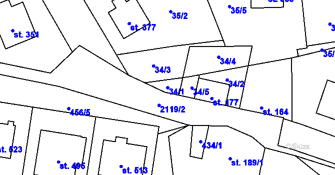Parcela st. 34/1 v KÚ Čechtice, Katastrální mapa
