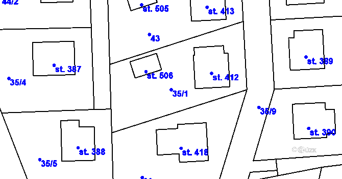 Parcela st. 35/1 v KÚ Čechtice, Katastrální mapa