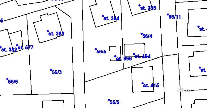 Parcela st. 56/5 v KÚ Čechtice, Katastrální mapa