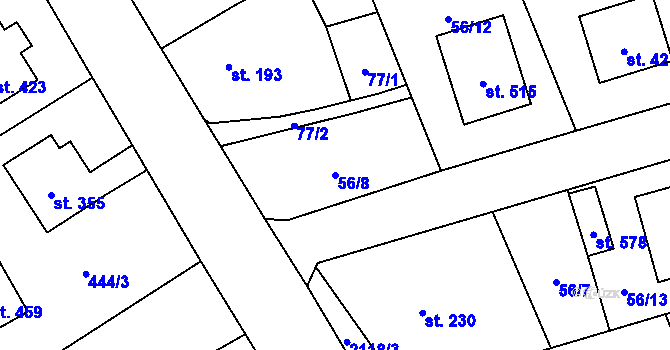 Parcela st. 56/8 v KÚ Čechtice, Katastrální mapa