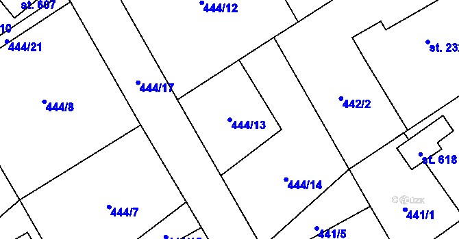 Parcela st. 444/13 v KÚ Čechtice, Katastrální mapa