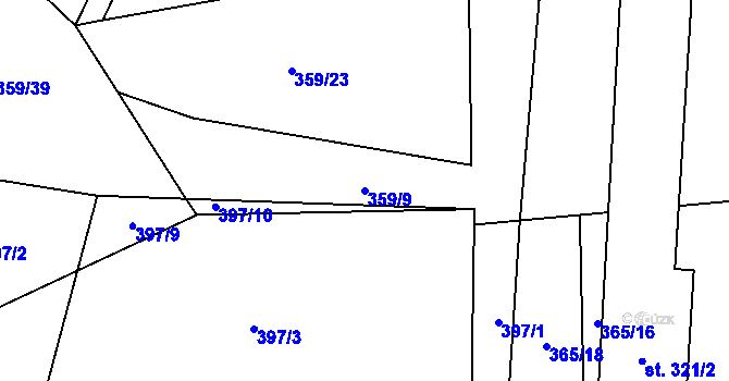 Parcela st. 359/9 v KÚ Čechtice, Katastrální mapa