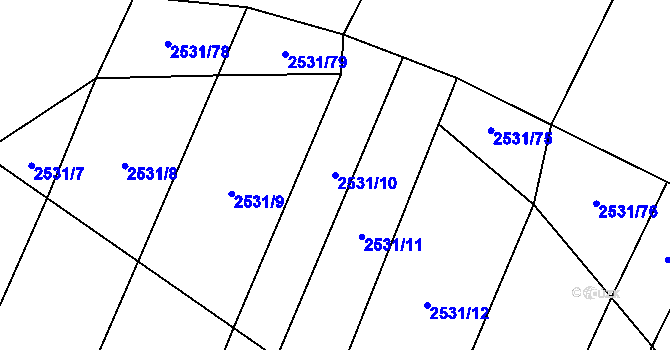 Parcela st. 2531/10 v KÚ Čechtice, Katastrální mapa