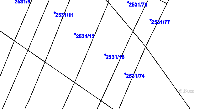 Parcela st. 2531/16 v KÚ Čechtice, Katastrální mapa