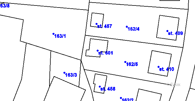 Parcela st. 601 v KÚ Čechtice, Katastrální mapa