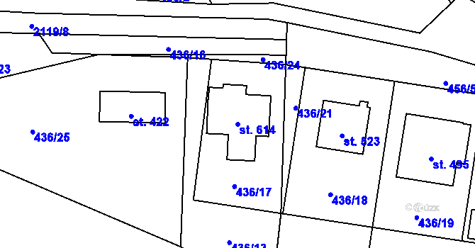 Parcela st. 614 v KÚ Čechtice, Katastrální mapa