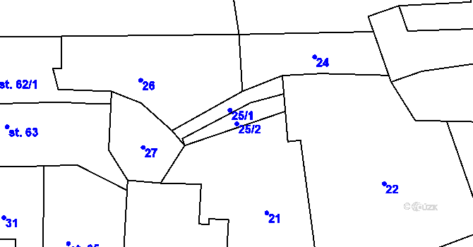 Parcela st. 25/2 v KÚ Čechtice, Katastrální mapa