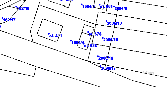 Parcela st. 628 v KÚ Čechtice, Katastrální mapa