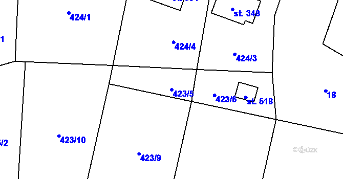 Parcela st. 423/5 v KÚ Čechtice, Katastrální mapa