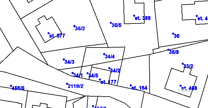 Parcela st. 34/4 v KÚ Čechtice, Katastrální mapa