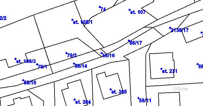 Parcela st. 56/16 v KÚ Čechtice, Katastrální mapa