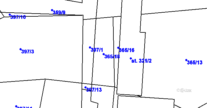 Parcela st. 365/18 v KÚ Čechtice, Katastrální mapa