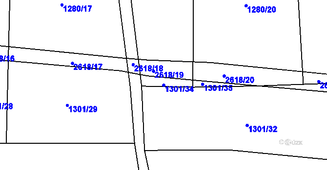 Parcela st. 1301/34 v KÚ Čechtice, Katastrální mapa