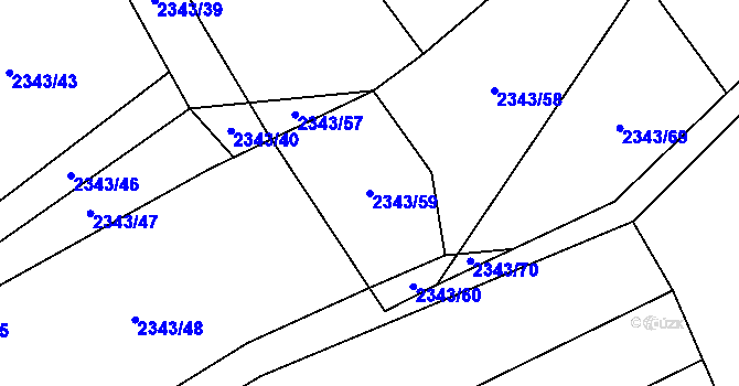 Parcela st. 2343/59 v KÚ Čechtice, Katastrální mapa