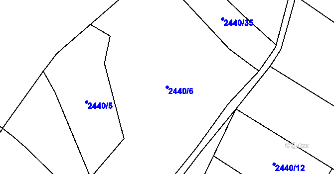 Parcela st. 2440/6 v KÚ Čechtice, Katastrální mapa