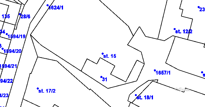 Parcela st. 15 v KÚ Čechtín, Katastrální mapa