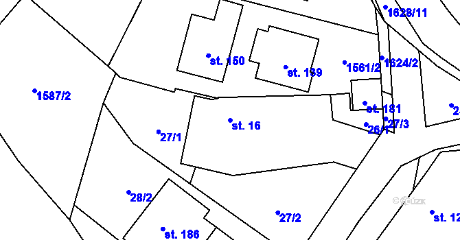 Parcela st. 16 v KÚ Čechtín, Katastrální mapa