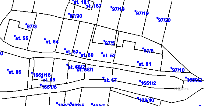 Parcela st. 52 v KÚ Čechtín, Katastrální mapa