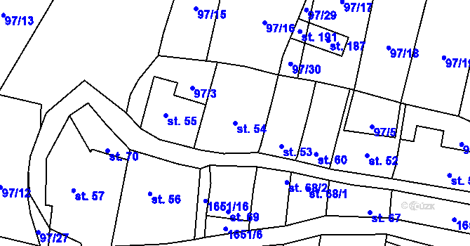Parcela st. 54 v KÚ Čechtín, Katastrální mapa