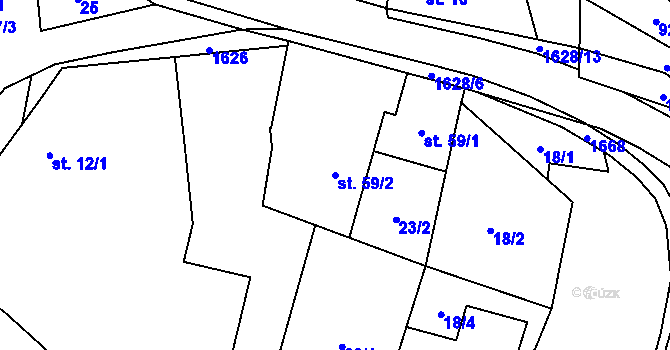 Parcela st. 59/2 v KÚ Čechtín, Katastrální mapa
