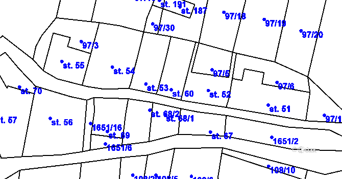 Parcela st. 60 v KÚ Čechtín, Katastrální mapa