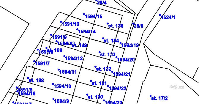 Parcela st. 133 v KÚ Čechtín, Katastrální mapa