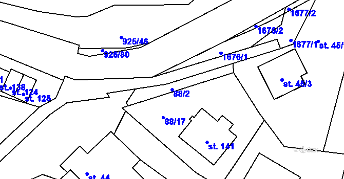 Parcela st. 88/2 v KÚ Čechtín, Katastrální mapa