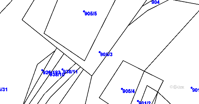 Parcela st. 905/3 v KÚ Čechtín, Katastrální mapa