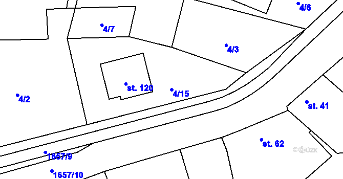 Parcela st. 4/15 v KÚ Čechtín, Katastrální mapa