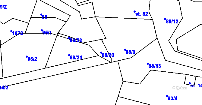 Parcela st. 88/20 v KÚ Čechtín, Katastrální mapa