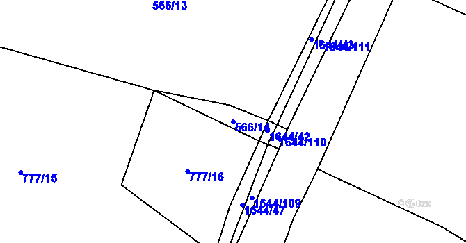 Parcela st. 566/14 v KÚ Čechtín, Katastrální mapa
