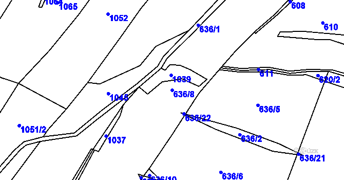 Parcela st. 636/8 v KÚ Čechtín, Katastrální mapa