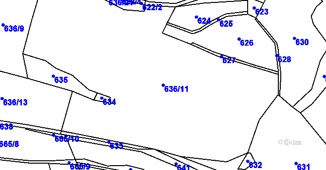 Parcela st. 636/11 v KÚ Čechtín, Katastrální mapa