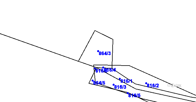 Parcela st. 864/3 v KÚ Čechtín, Katastrální mapa