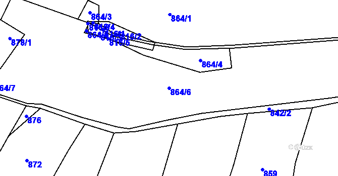Parcela st. 864/6 v KÚ Čechtín, Katastrální mapa