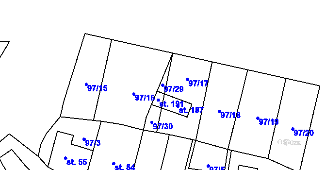 Parcela st. 97/29 v KÚ Čechtín, Katastrální mapa