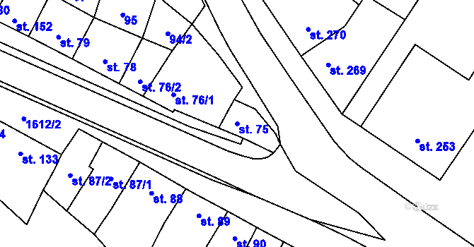 Parcela st. 75 v KÚ Čechy pod Kosířem, Katastrální mapa