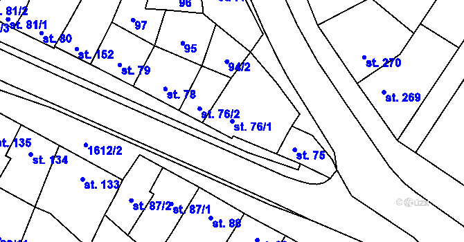 Parcela st. 76/1 v KÚ Čechy pod Kosířem, Katastrální mapa