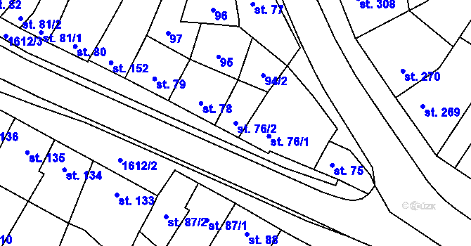 Parcela st. 76/2 v KÚ Čechy pod Kosířem, Katastrální mapa