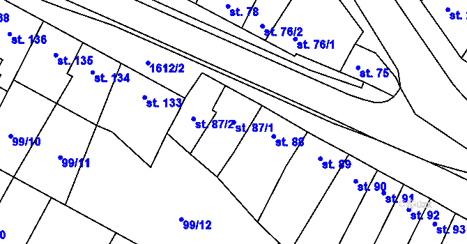 Parcela st. 87/1 v KÚ Čechy pod Kosířem, Katastrální mapa