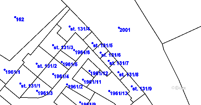 Parcela st. 131/6 v KÚ Čechy pod Kosířem, Katastrální mapa