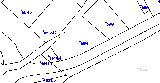 Parcela st. 59/4 v KÚ Čechy pod Kosířem, Katastrální mapa