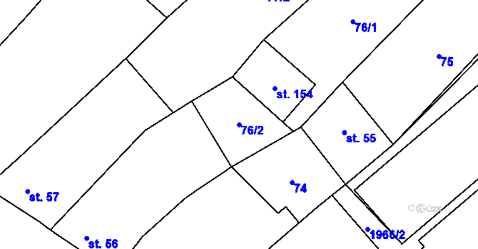 Parcela st. 76/2 v KÚ Čechy pod Kosířem, Katastrální mapa