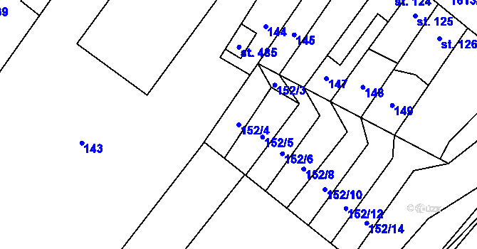 Parcela st. 152/4 v KÚ Čechy pod Kosířem, Katastrální mapa