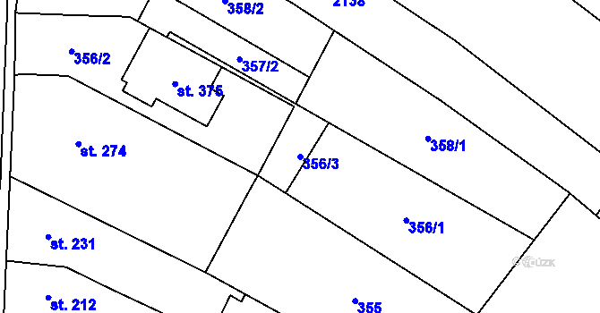 Parcela st. 356/3 v KÚ Čechy pod Kosířem, Katastrální mapa