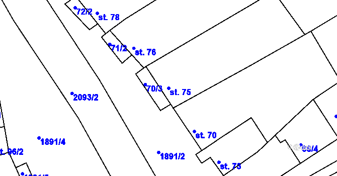 Parcela st. 75 v KÚ Čechyně, Katastrální mapa