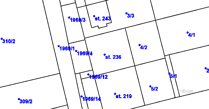 Parcela st. 236 v KÚ Čechyně, Katastrální mapa